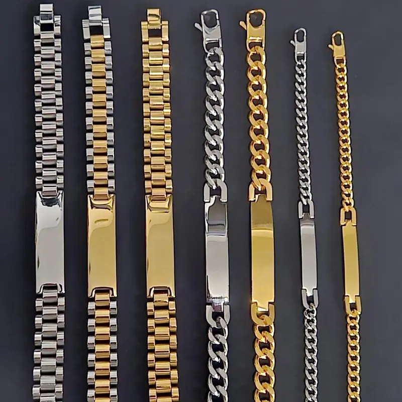 Stainless Steel Bracelets - Free Engraving Customized, Durable & Water-Resistant, Sleek Modern Design