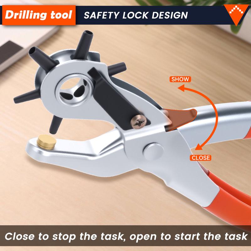 Multifunctional Belt Hole Punching Tool, Professional PU Leather Paper Hole Punching Tools, Portable Handheld Hole Punch for Home & Daily Industrial Use