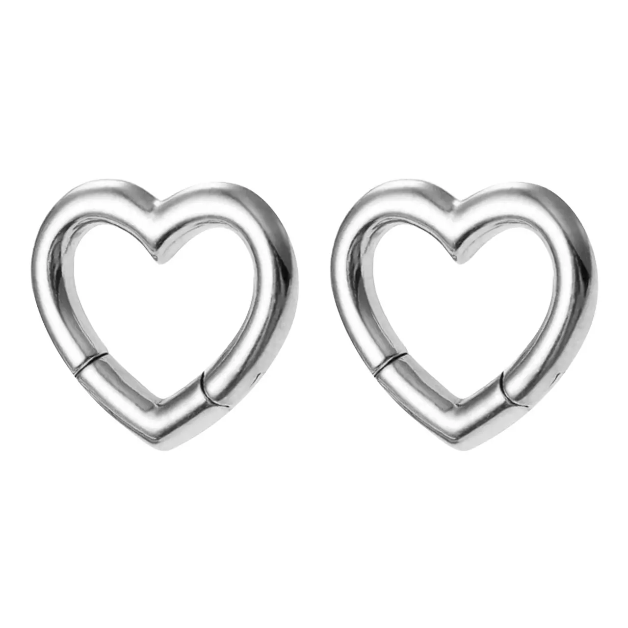 Surgical Steel Clicker Heart Ear Weight Hanger Gauges Piercing Jewelry 6mm 8mm - Sold as Pair