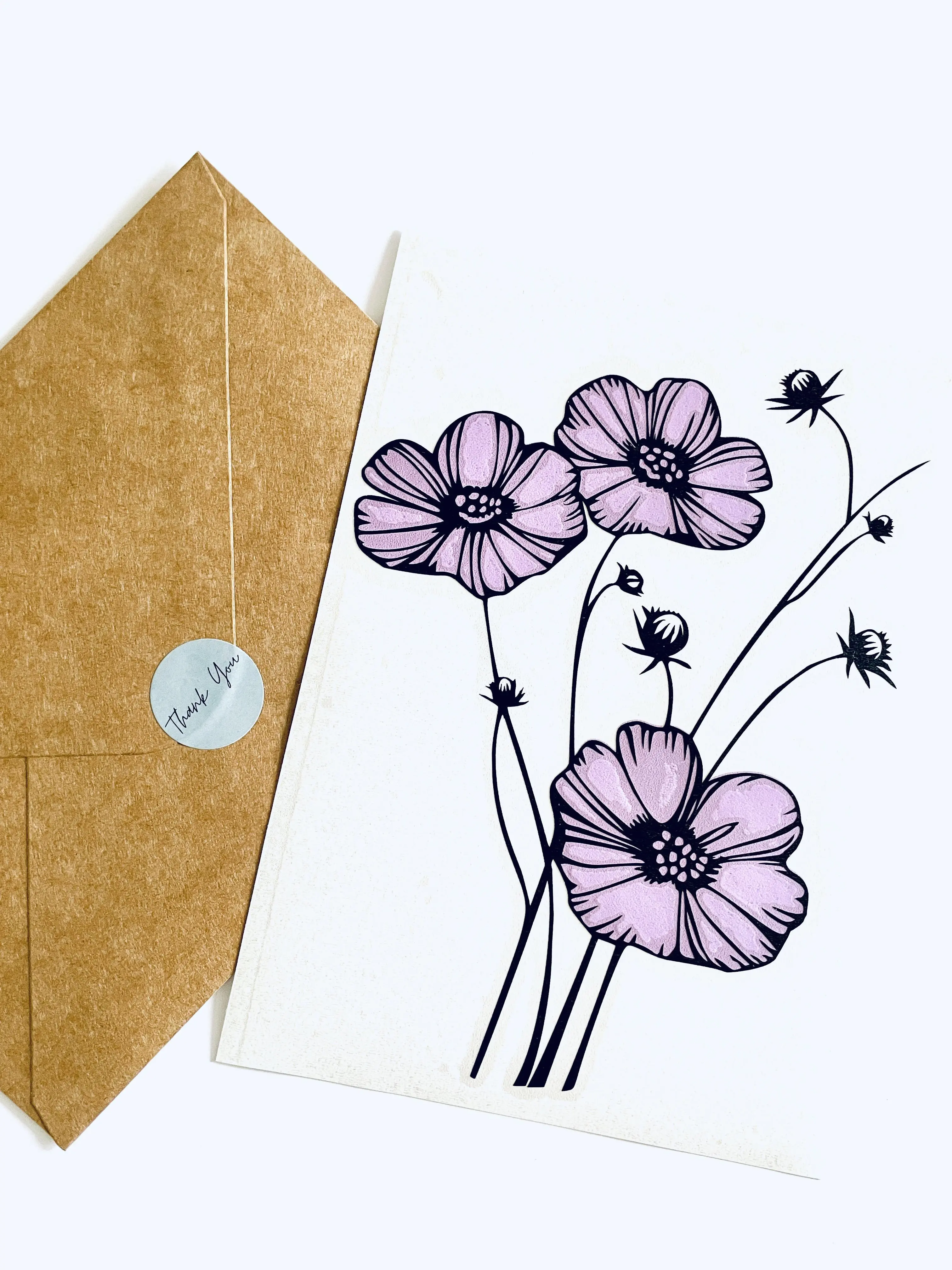 Cosmos Flower Car Decal - Exclusive Handmade Design, 100% US Vinyl, Light Lilac & Black Feminine Sticker for Women, Waterproof & Fade Resistant (6.1”x5.2”) Automotive Exterior Accessory, 6.1” X 5.2”