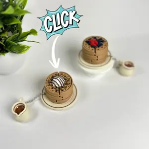 Waffle Stack with Syrup Fidget Clicker Keychain