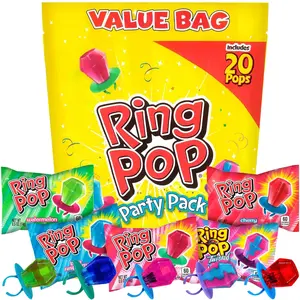 Ring Pop Candy Lollipops - Individually Wrapped Bulk Lollipop Variety Party Pack – 20 Count Suckers w/ Assorted Flavors - Fun Candy for Kids - Hard Candy for Party Favors, Birthdays & Goodie Bags