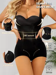 Women's U Neck Slimming Mesh Patchwork Bodysuit, Waist Cinching Butt Lifting Body Shaper Shapewear, Ladies' Seamless Underwear