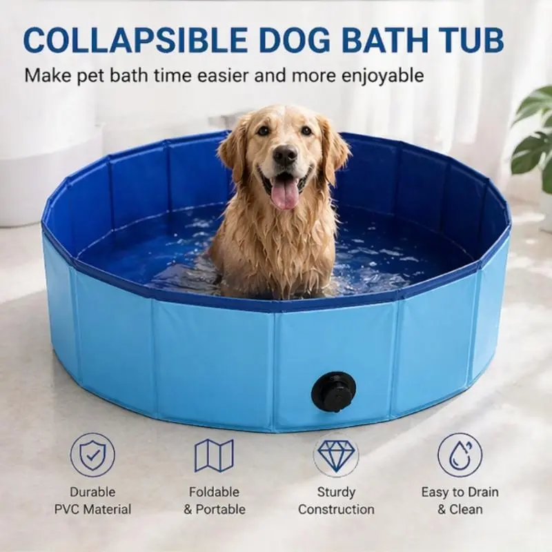 Foldable pet swimming pool, portable dog bath, for indoor and outdoor use, PVC portable bathing tub, suitable for garden/beach/patio/home use