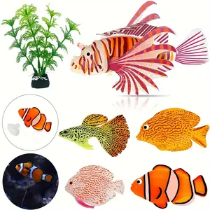 6 Pieces Artificial Glowing Fish, 5 Styles Colorful Fake Fish, Glowing Effect Aquarium Decor, Floating Ornament, Simulation Jellyfish
