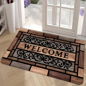 [Mother's Day Gift] Rustic Welcome Doormat - Durable, Anti-Slip with Backing, Stylish Brown Pattern for Home Entrance & Decor, Welcome Mat for Front Door