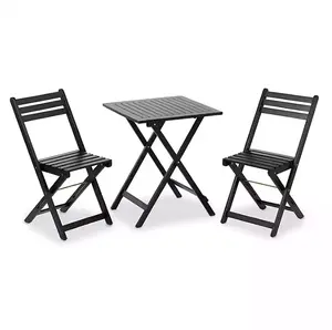 New! Kirkland's  Black Wood 3-pc. Outdoor Bistro Set