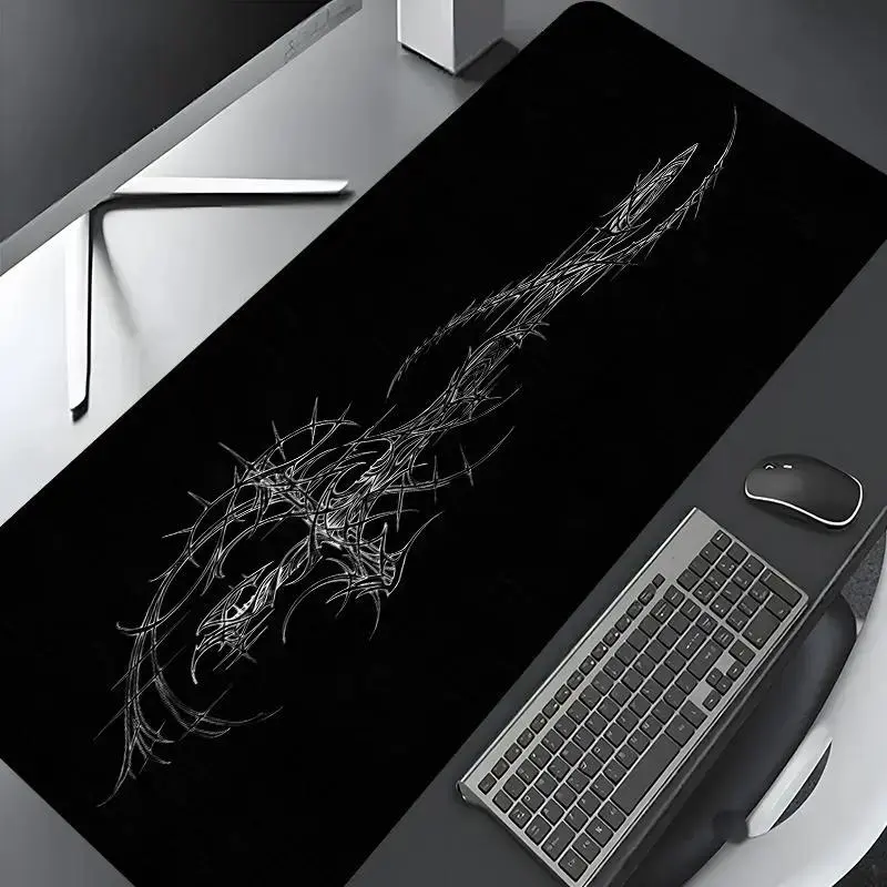 Gothic Thorned Cross Pattern Mouse Pad, Large Gaming Mouse Pad, Aesthetic Desktop Decoration Protective Pad, Non-slip Rubber Pad for Laptop, Desktop Computer Games, Gaming Mousepad, Gaming Desk Mat