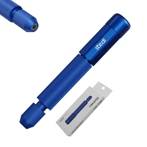 Stedi Manual Pin Vise Hand Drill with Ultra-Precision Double Bearings, Grip Handle, Blue Hardware Tool for Hobbyists, Miniature Model Making (Includes Video View Function)