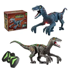 Remote Control Dinosaur Toy, 1 Box 8-channel Light Control Velociraptor Toy, Electric Walking Simulation Toy, Birthday Gift for Boys & Girls