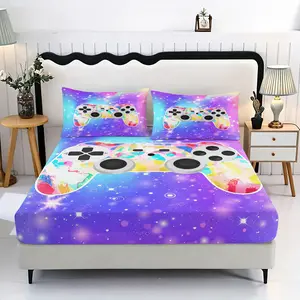 3pc Cool Game Machine Printed Bedding Set, including 1 bed sheet and 2 pillowcases (without padding), a gift for friends, suitable for single beds and double beds, with multiple sizes to choose from, perfect for bedrooms and dormitories