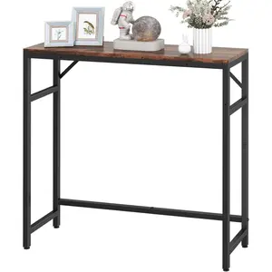 Narrow Console Table, 29.5" Entryway Table with 2 Support Bar, Thin Sofa Table, Small Couch Table, Display Table, Side Tables for Living Room, Hallway, Bedroom, Rustic Brown