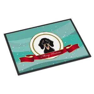 Smooth Black and Tan Dachshund Merry Christmas Indoor or Outdoor Mat 18x27 BB1525MAT