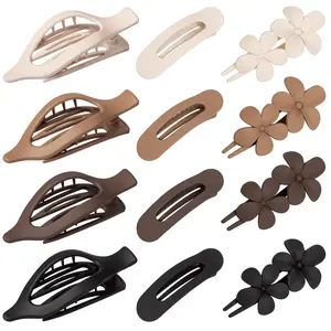 12 PCS Flat Hair Clips for Women - No-Headache Flat Hair Claw Clips - 3-Style Matte Comfort Set for All Hair Types