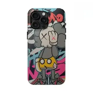 KAWS Graffiti Style Streetwear Pop Art Hypebeast Character Tough Phone Case. Trendy Urban Fashion Aesthetic Heavy Duty Shockproof Protective Cover for iPhone 17 Pro Max 16 Air 15 14 13 12 11.