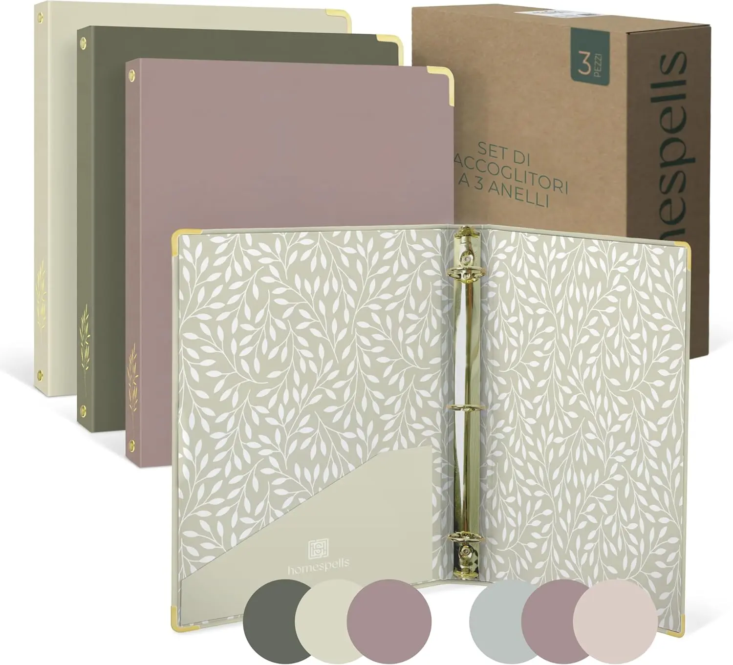 3 Ring Binder 1-Inch Rings – Back to School Supplies 3-Pack of Cute Binders with Pockets, Gold-Foil & Metal Corners – 1 Inch Binders 3 Ring Cute for School, Office & Work – 1" Pastel Three-Ring Binder One Inch