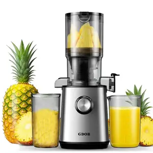 GDOR Cold Press Masticating Juicer, 3.5"/4.25"/5.3" Wide Chute Options, 250W Quiet Motor, High Juice Yield, Reverse Function, Anti-Drip Spout, 41oz Hopper, Easy Clean with Brush, BPA-Free for Fruits & VeggiesSummerVibes
