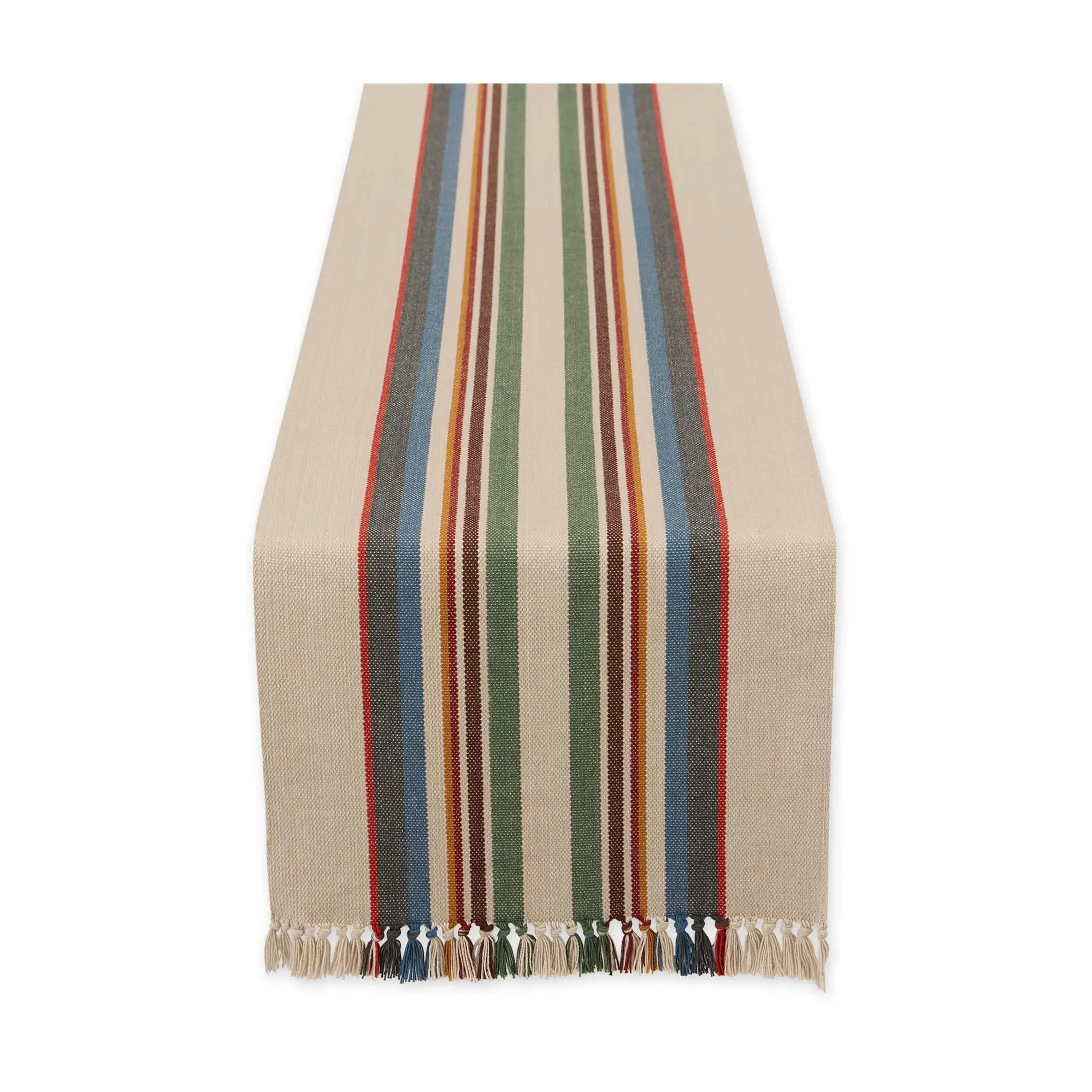 Design Imports Canyon Creek Stripe Fringe TableRunner 14x74