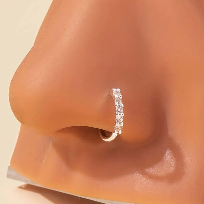 Fashion Nose Ring, Nose Piercing Jewelry for Women & Men, Stainless Steel Nose Ring, Rhinestone Nose Ring, Gems Nose Ring, Body Jewelry for Daily & Party, Trendy All-match & Exquisite Jewelry for Birthday Gift