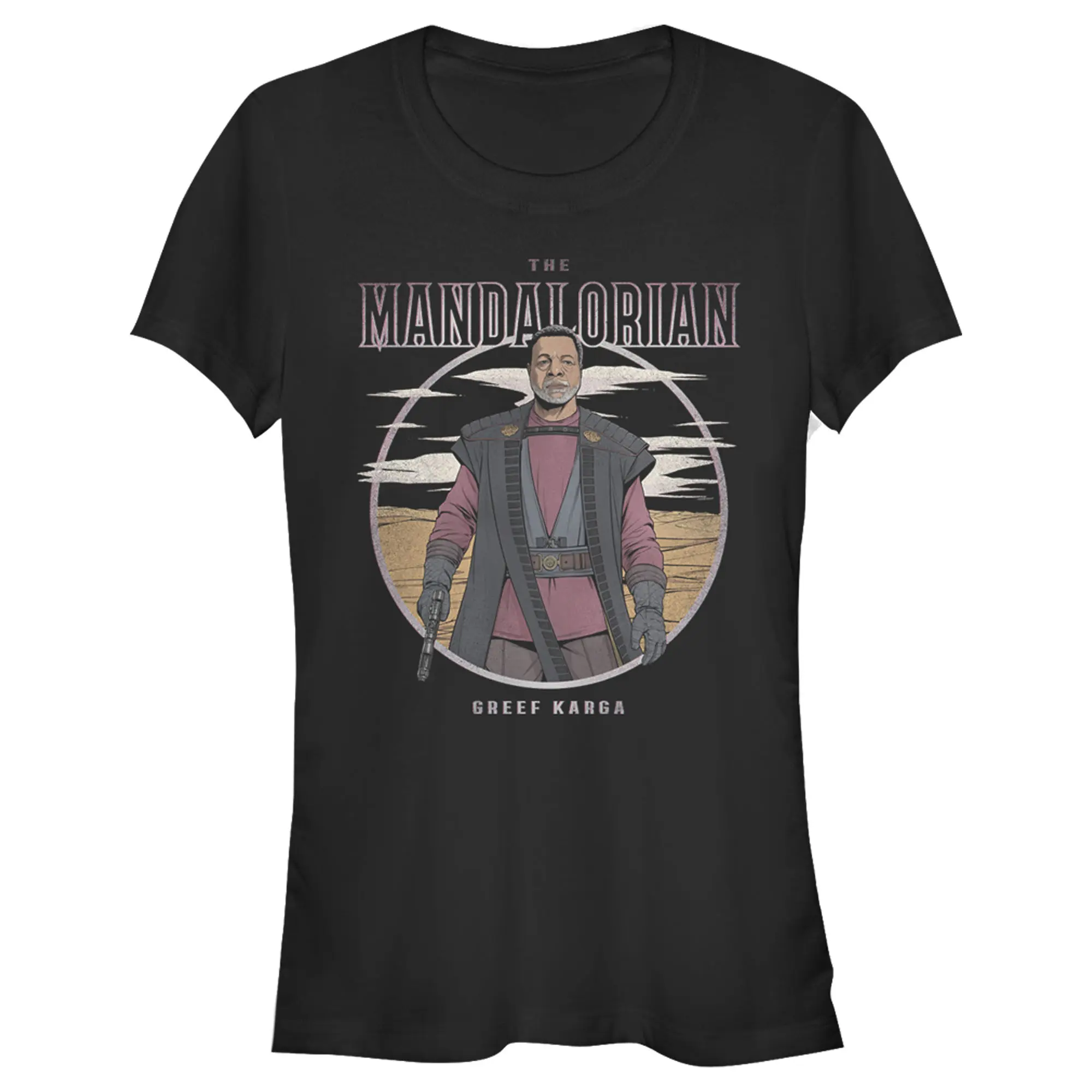 Juniors Womens Star Wars The Mandalorian Greef Karga Portrait T-Shirt