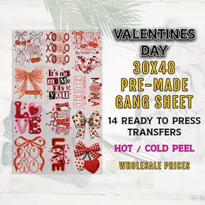 Valentines Day Gang Sheet, Valentines DTF Transfer, DTF Transfer Ready For Press, Valentines DTF Prints, Faux Yarn Dtf Transfers, Custom Dtf