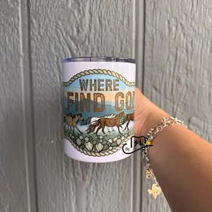 Where I find God stainless steel coffee mug with handle