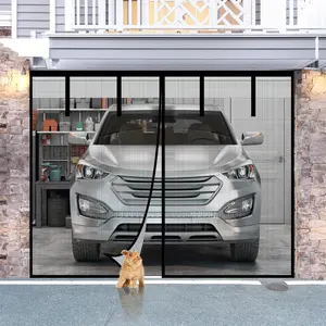 Fiberglass Garage Door Screen,  8x7Ft  Heavy Duty Garage Door Curtain with 4 Strapping Tapes - Durable Breathable Mesh Patio Porch  Curtain