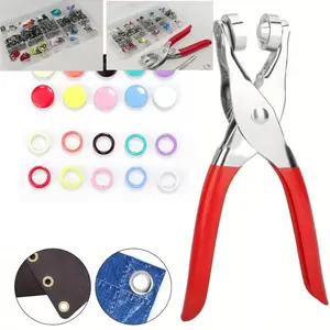 100/200Sets Grommet Tool Kit (Inner Hole Size) with Grommets, Washers, Hole Punch and Grommet Pliers for Faux Leather/Belts/Shoes, Sewing Supplies Crafts, Metal Snap Buttons, Easy Install for Clothing
