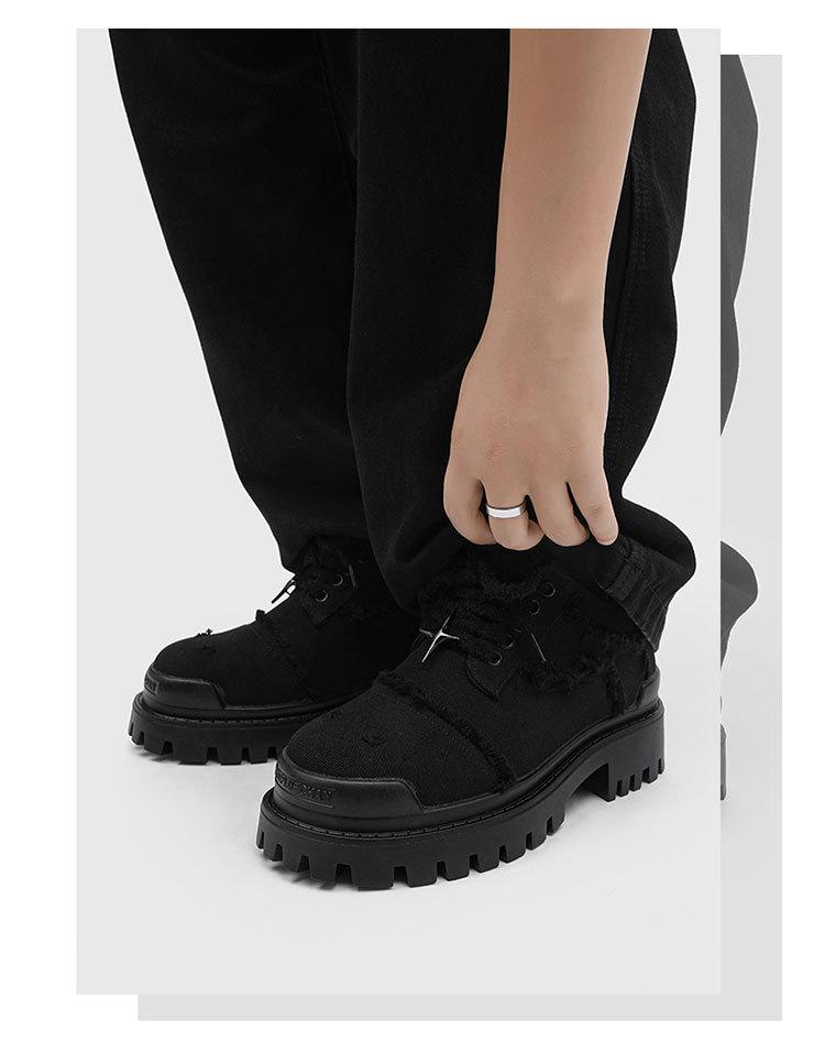 Retro Port Style  Head Leather Shoes, Men's Spring Autumn Chunky Sole Hidden Heel Shoes, Stylist Fashion Casual Shoes