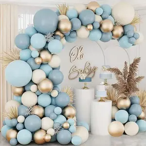 Balloon Arch Kit with 135pcs Blue White & Gold Balloons for Wedding Baby Shower New Years Birthday Party Supplies Decorations Blue-135