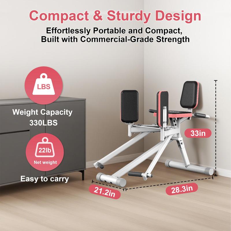 Hip Abductor Machine for Home Gym with Booty Resistance Band, Compact Glute Machine & Leg Exercise Equipment with 2-Level Adjustable Resistance, Butt Thigh Exerciser