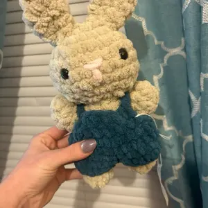 Crochet Bunny - Soft Toy with Dark Blue Knitted Accent from the Provided Image Description