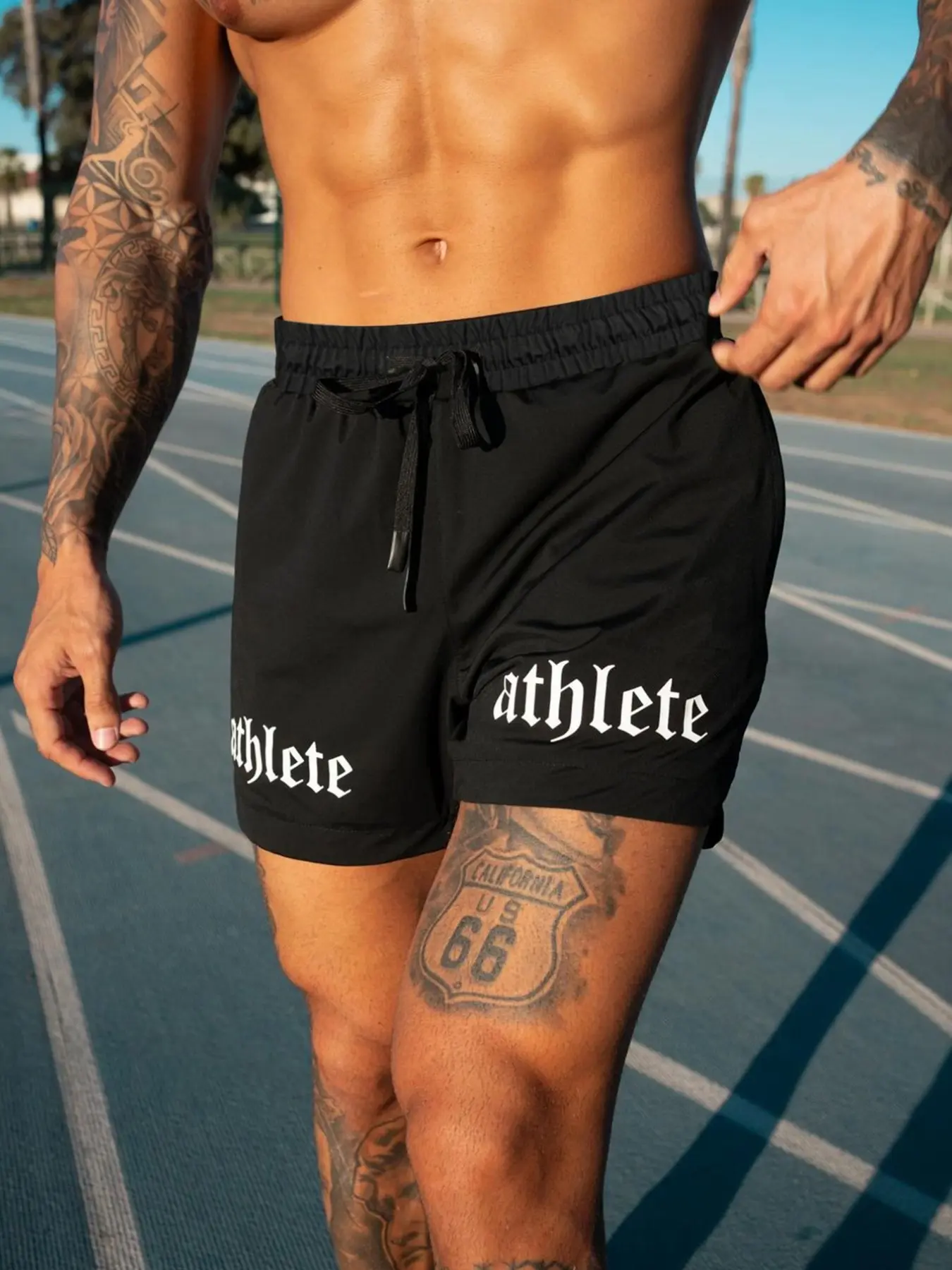 1pc "Athlete" Print Gym Shorts, Athletic Wear Shorts | Athletic Street Style | Quick-Dry & Lightweight | For Men's Workout, Running & Beach