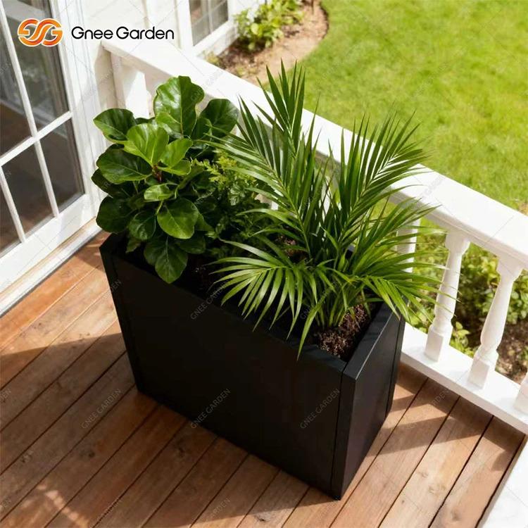 114 L Wholesale Black Galvanized Steel Planter Outdoor Flower Box Eco-Friendly Home & Garden Centers Bulk Supply