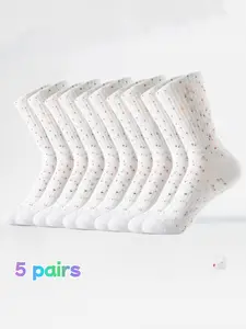 5 Pairs Unisex Mesh Breathable Sweat-Wicking Fit Mid-Calf Socks, Knitted Fabric Plain Versatile Everyday Socks for Men and Women