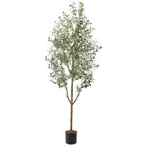 6FT Artificial Olive Tree - Lifelike Faux Olive Tree for Indoor & Outdoor Spaces, Realistic Foliage & Fruits, Durable & Safe Decor Decorative Plants Ornaments