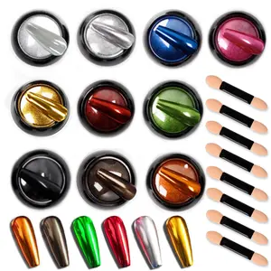10 pcs Gold Chrome Nail Powder Kit Set White Pearl Nail Chrome Powder for Nails Set Kit