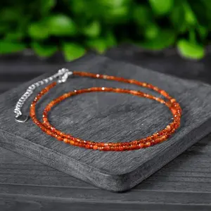 Natural Genuine Carnelian Dainty Choker Necklace Delicate Carnelian Minimalist Choker Necklace, Natural Carnelian Stone Healing Crystal Choker Gift