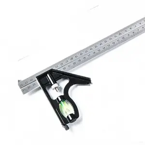 2mm Thick Stainless Steel 90 Degree Right Angle Ruler, L-Type Corner Square with Level, Woodworking Hand Measuring Tool, Dual-Sided Thickness, Compact Size