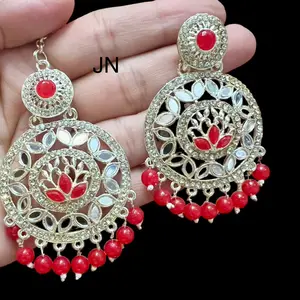 Traditional Mirror Earrings and Tikka for Women