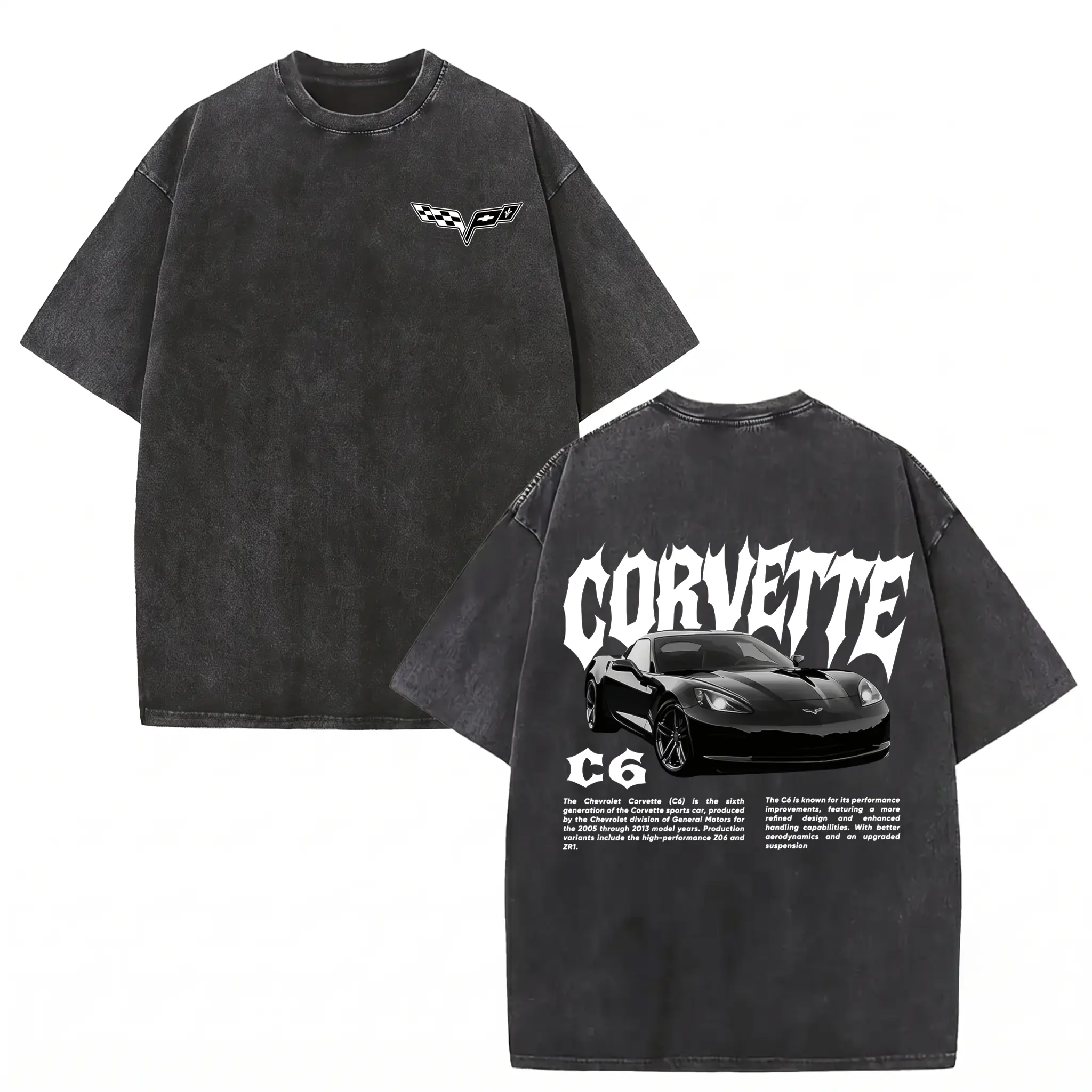 Vintage Washed Racing Car Graphic T-Shirt, Men's Oversized Streetwear Top, 100% Cotton Fabric Retro Short Sleeve Crewneck, Shortsleeve, Menswear, Round Neck