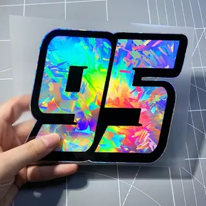 Holographic Carbon Effect Number 95 Reflective Car Sticker, Sticker For Cars, Decal For Cars, Sports Racing Style, Reflective Personalized Decoration, Suitable for Car Windows, Body, Trunk, Motorcycle Front Windshield