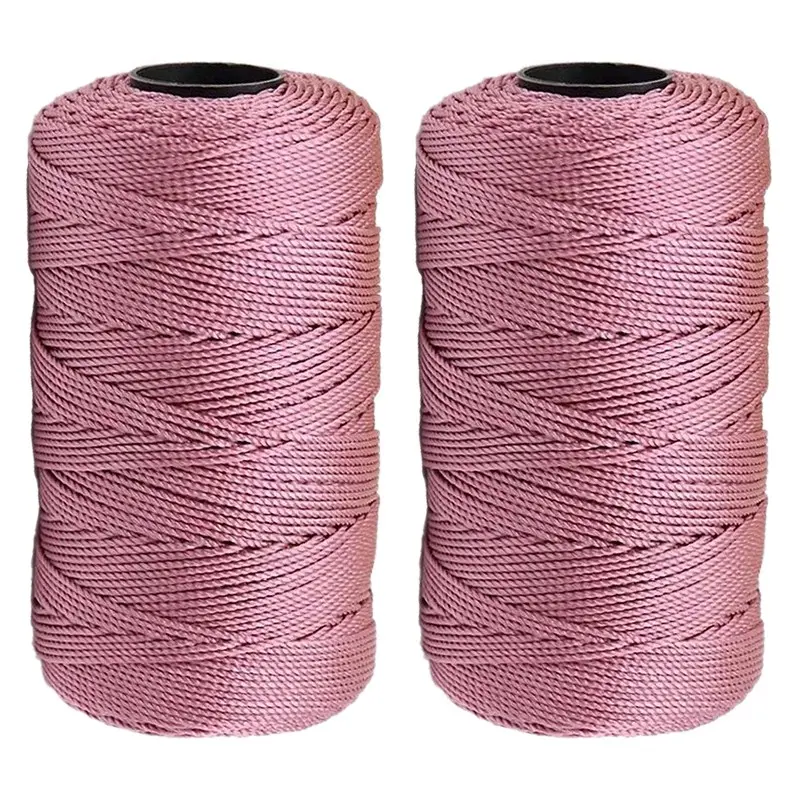 2-Pack 1.5mm X 219m Polyester Braided and Crochet Thread, 100% Polypropylene Rope, Ideal for Hats, Bags, Wallets, Shoes, Plant Hangers, Crafts, Braided Nylon Cord