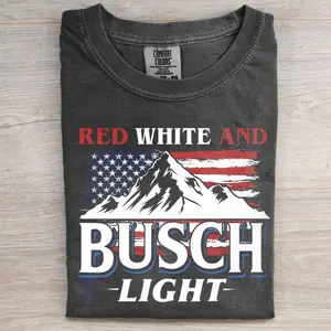 Comfort Colors Red White and Busch Light 4th of July T-Shirt