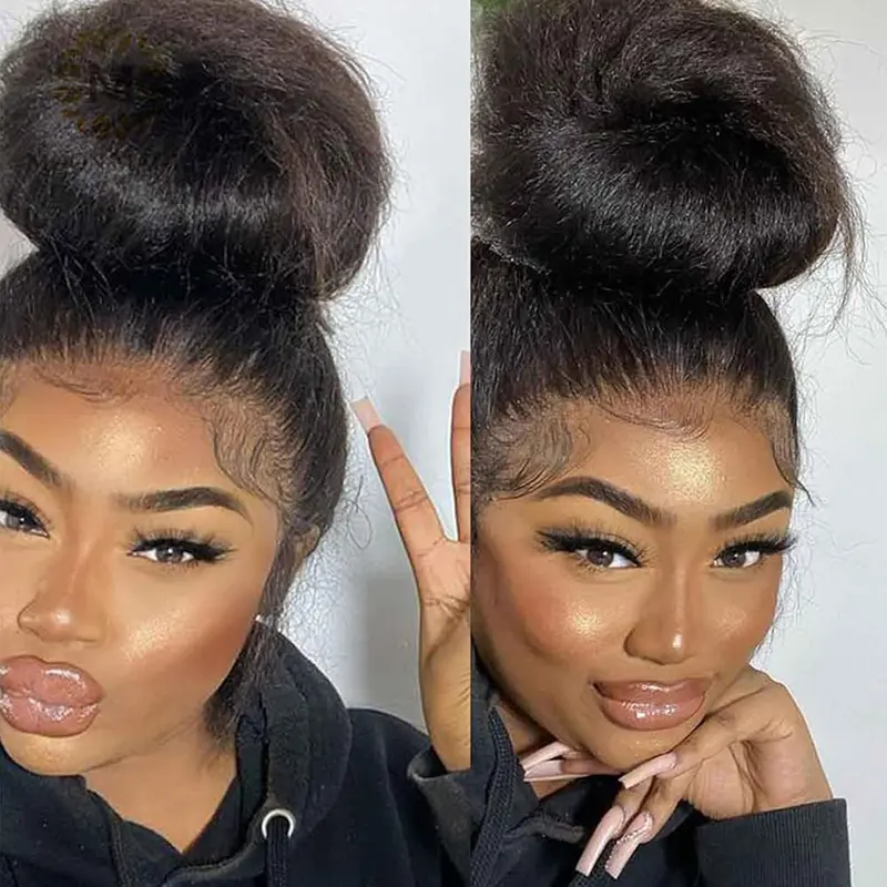 360 Lace Front Wigs Human Hair Kinky Straight Wigs Full Lace 360 Kinky Straight Wig 360 Full Lace Human Hair Wigs Pre Plucked with Baby Hair