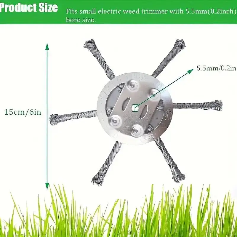 Lawn mower steel wire weeding wheel 6-inch  cutting head  cutter rust removal weeding head weeding disc garden accessories hole diameter universal grass trimmer accessory Tool Metal
