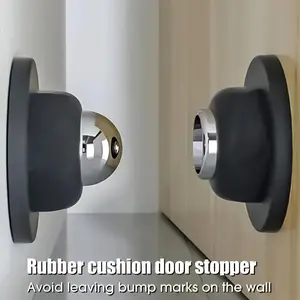 2-piece door stopper set - no drilling required, earthquake resistant and weather resistant, ground suction soft rubber magnetic door stopper, suitable for homes and offices