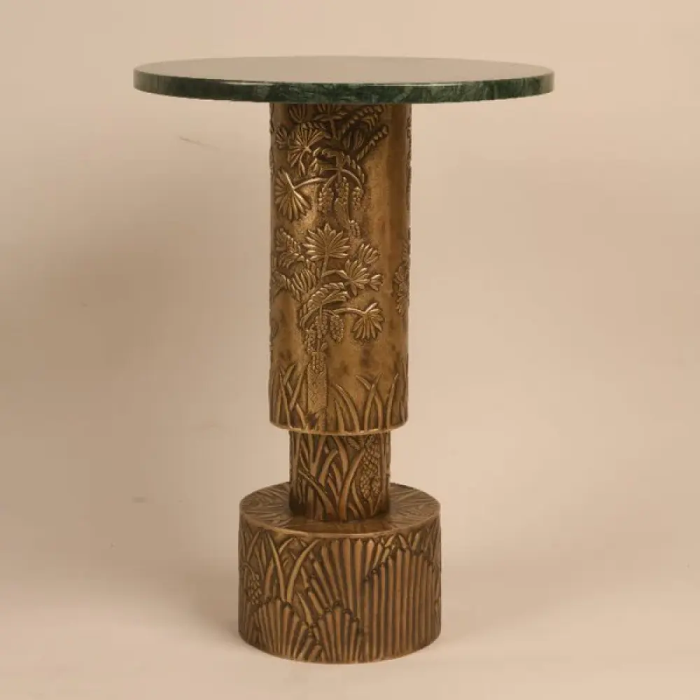 'Heard It From the Grapevine' Repoussé Brass & Marble Cocktail Table