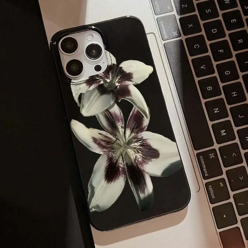 Anti-Drop Jelly Tpu Cellphone Phone Case Cover, Floral Lily Design Pattern, Soft Shell for iPhone 11/12/13/14 Pro Max/15 Pro/16 Plus/16 Pro Max/17/17 Pro/17 Pro Max