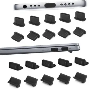 USB-A & Type-C Dust Plugs, 10x USBC & 10x USBA  Silicone Connector Dust Covers Pack for Laptop, MacBook, Cell Phone Dustproof Cover (Black/White/Translucent)